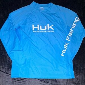 Huk long sleeve performance fishing shirt men’s medium blue